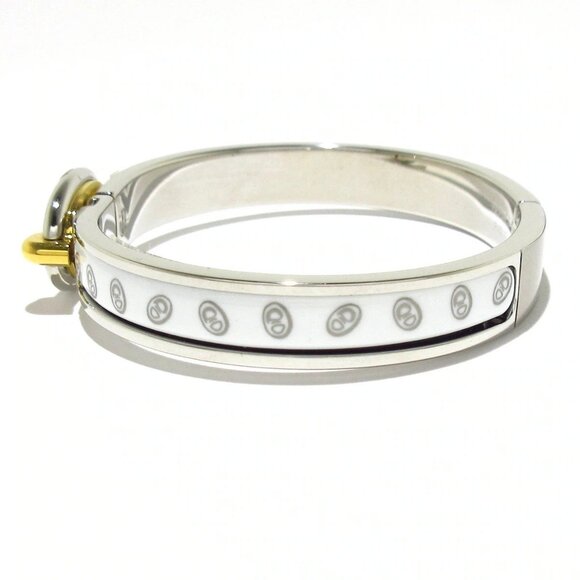 Auth HERMES Mini Click Shane Dunkle - Silver White Gold Hardware Bangle - Picture 3 of 7